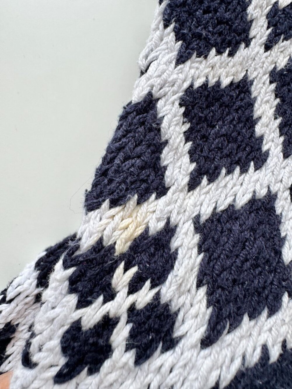 Vintage 80's CLUB MONACO Navy White Birds Eye 100% Cotton Knit Sweater, Size M - Picture 9 of 16
